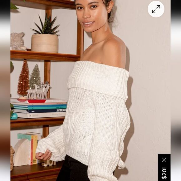 Lulus Carmichael Ivory Off-the-Shoulder Knit Sweater Size Small - Picture 4 of 10